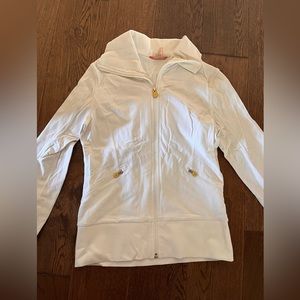 TNA white full zip sweater